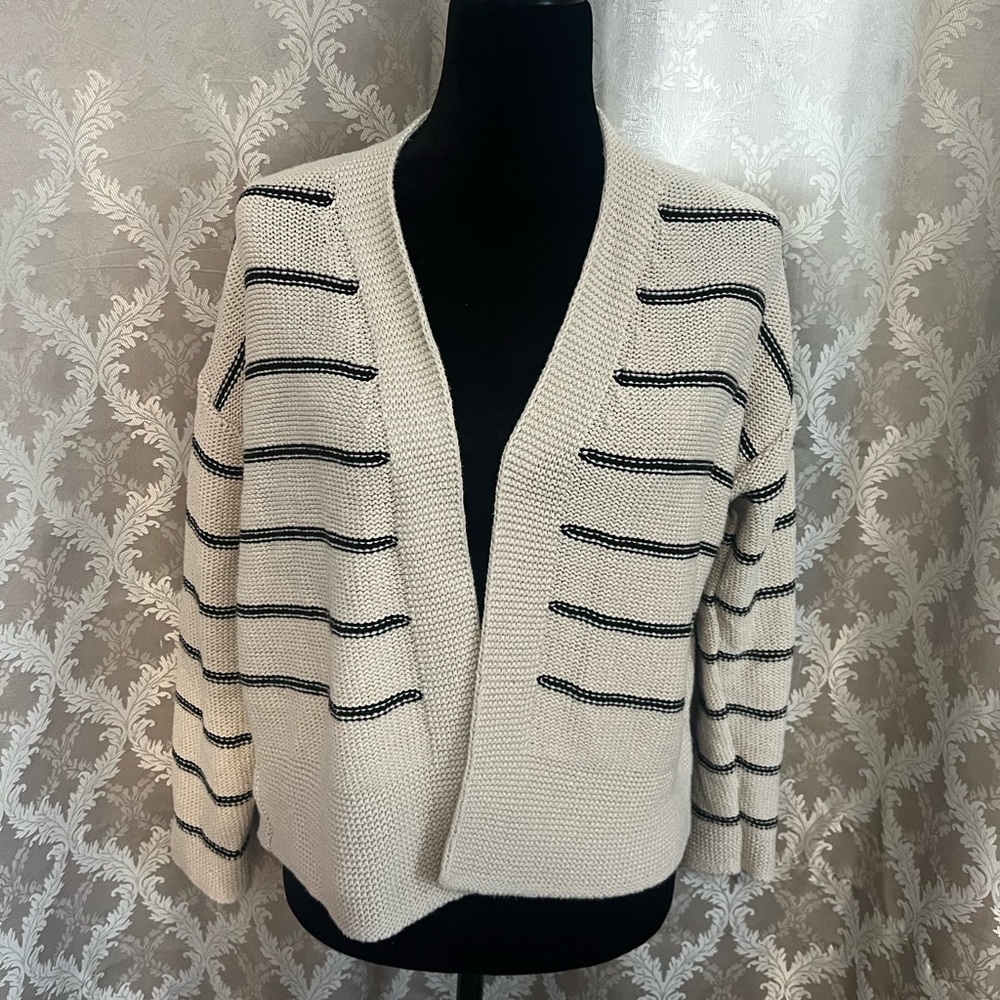 Old Navy Cream and Black Striped Cardigan